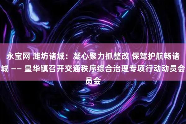 永宝网 潍坊诸城：凝心聚力抓整改 保驾护航畅诸城 —— 皇华镇召开交通秩序综合治理专项行动动员会