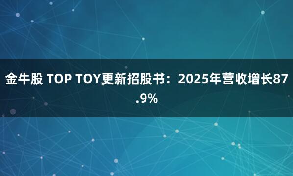 金牛股 TOP TOY更新招股书：2025年营收增长87.9%